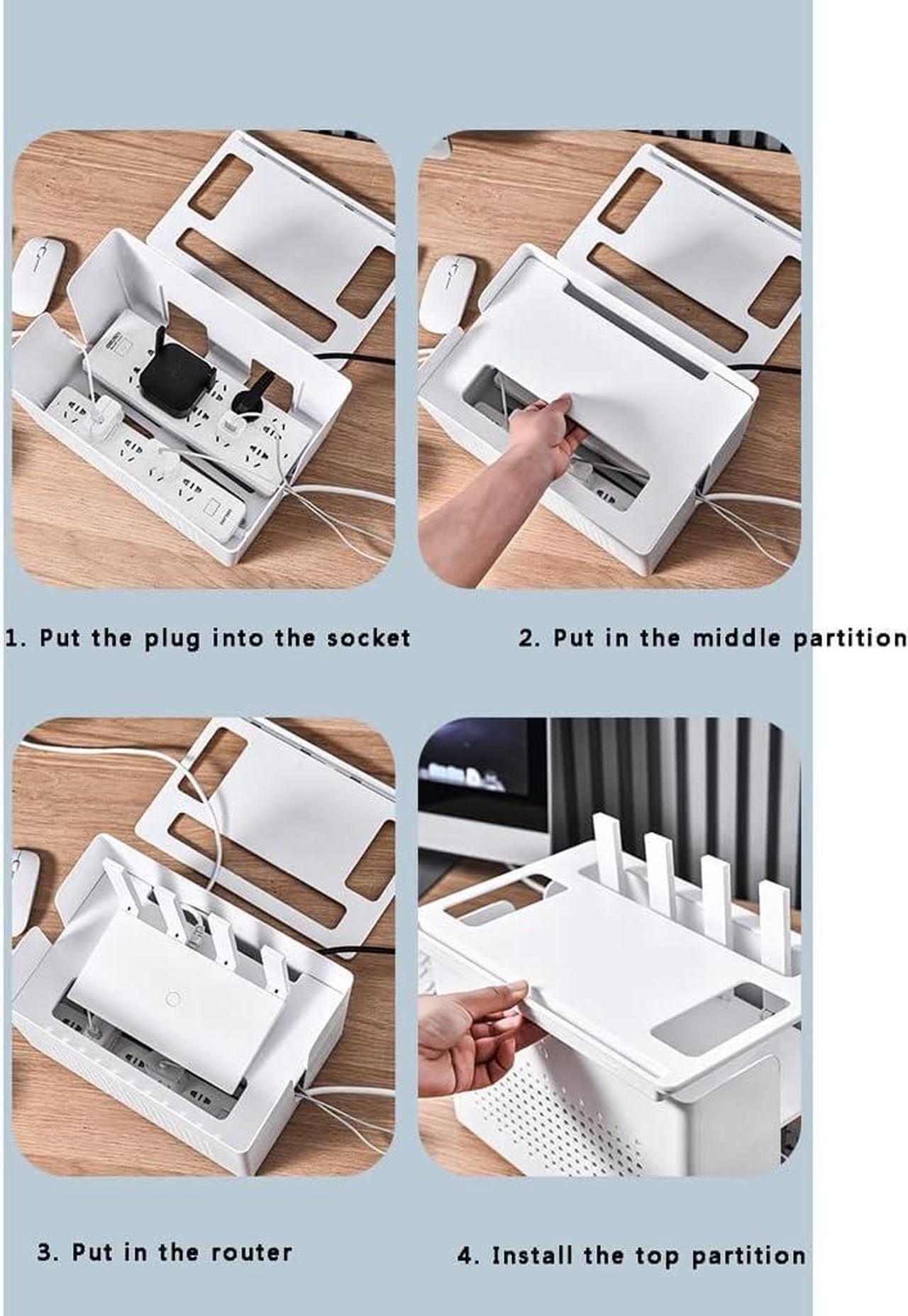 Alt view image 5 of 7 - YUEYOULII WiFi Router Storage Box, Household Cable Management Boxes, Router Decorative Box, Cord Organizer Box, Living Room Decorative Box (Color : A)