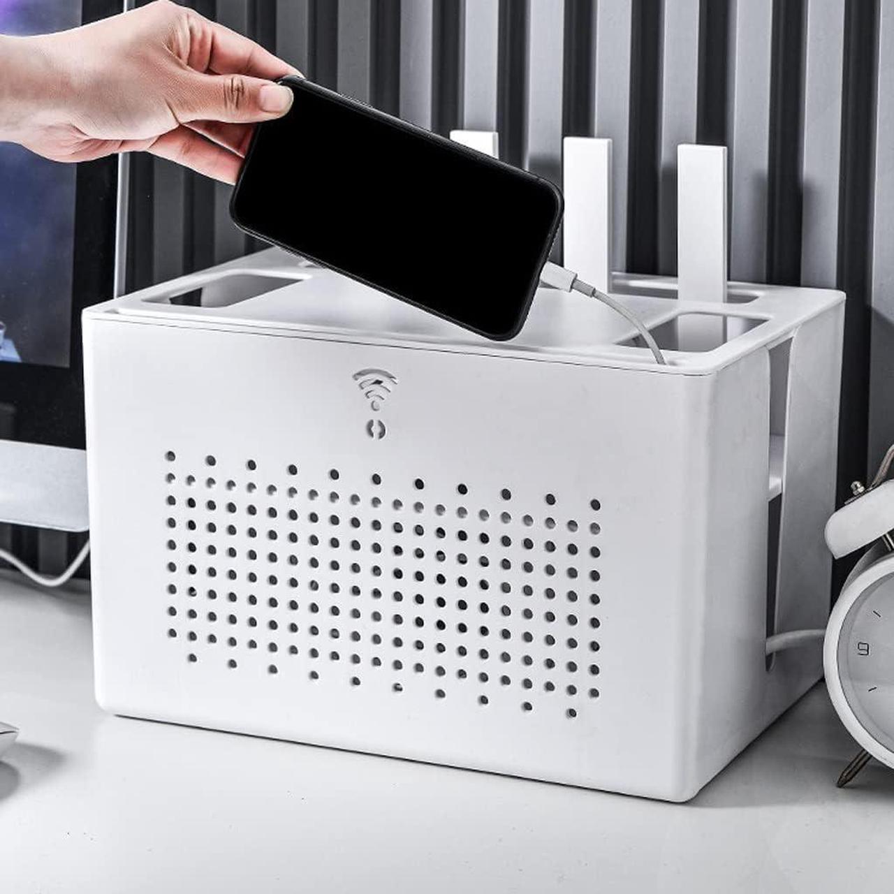 Alt view image 4 of 7 - YUEYOULII WiFi Router Storage Box, Household Cable Management Boxes, Router Decorative Box, Cord Organizer Box, Living Room Decorative Box (Color : A)
