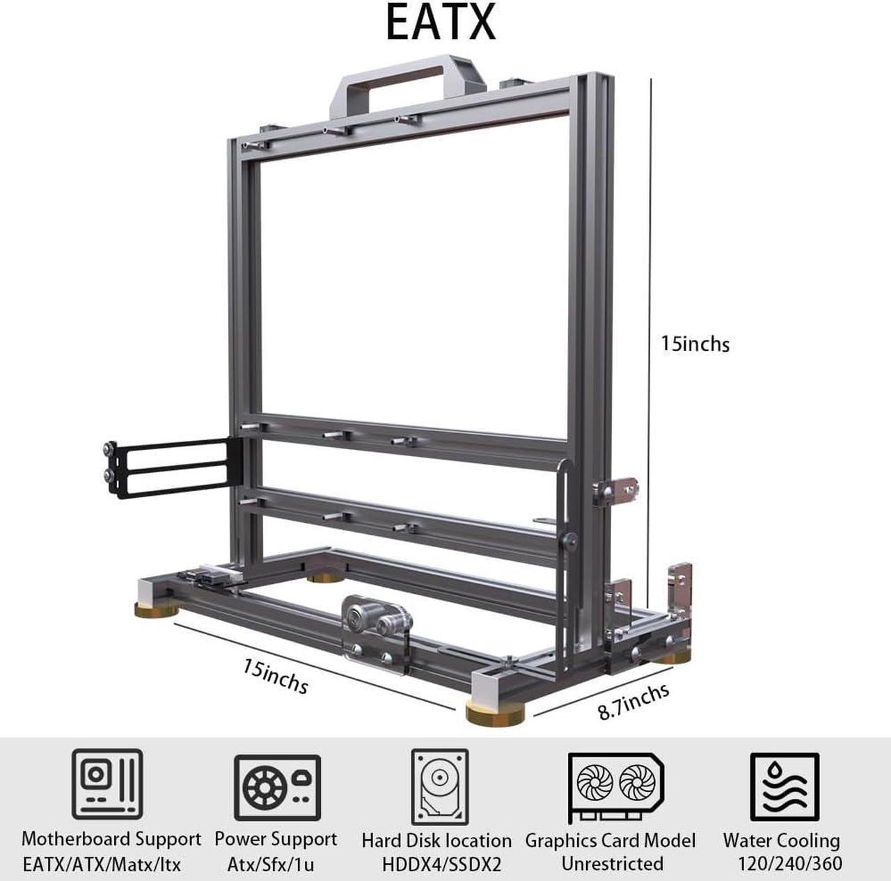 Alt view image 5 of 7 - PC Chassis Desktop Computer Open Case Well Cooled Chassis Aluminum Material Test Bench includes Type-C Support Motherboard (EATX)