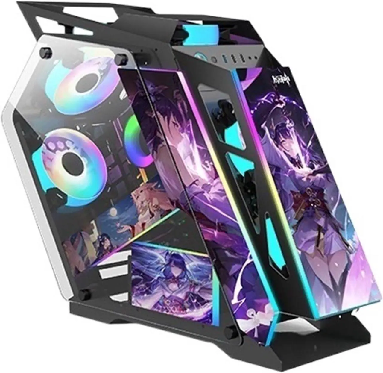 Main image of Computer Case Power Train Small K Heterogeneous Desktop Computer Case Open Type Sided Glass E-Sports Chassis M-ATX Mainboard 240 Cooler Dynamic(Raidenshogun), 1