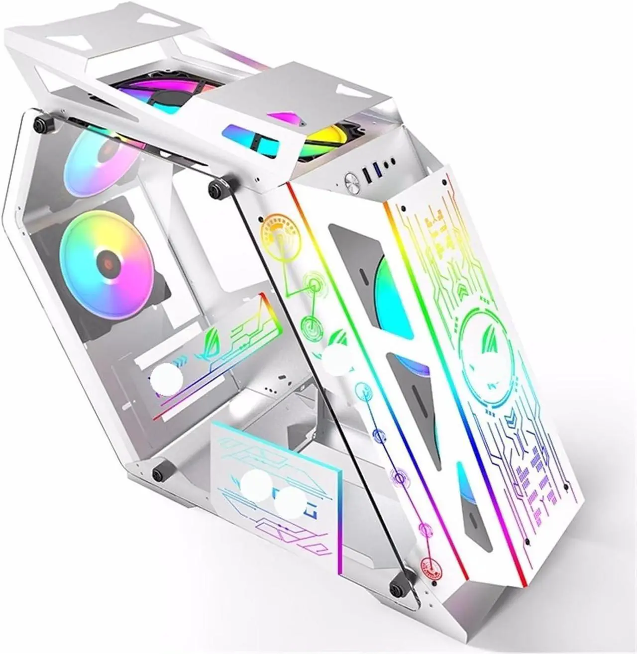 Alt view image 6 of 7 - Computer Case Power Train Small K Heterogeneous Desktop Computer Case Open Type Sided Glass E-Sports Chassis M-ATX Mainboard 240 Cooler Dynamic(Raidenshogun), 1