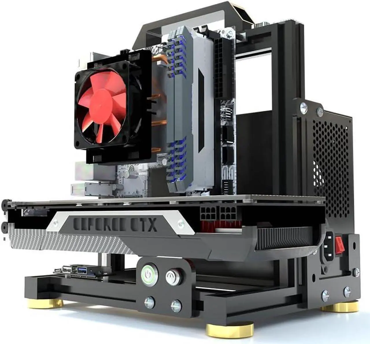 Alt view image 5 of 7 - Open Air Computer Case PC Test Bench ITX Motherboard Chassis Aluminum Bracket DIY Builiding Bare Frame Support ATX Power Supply 120 Liquid Cooling