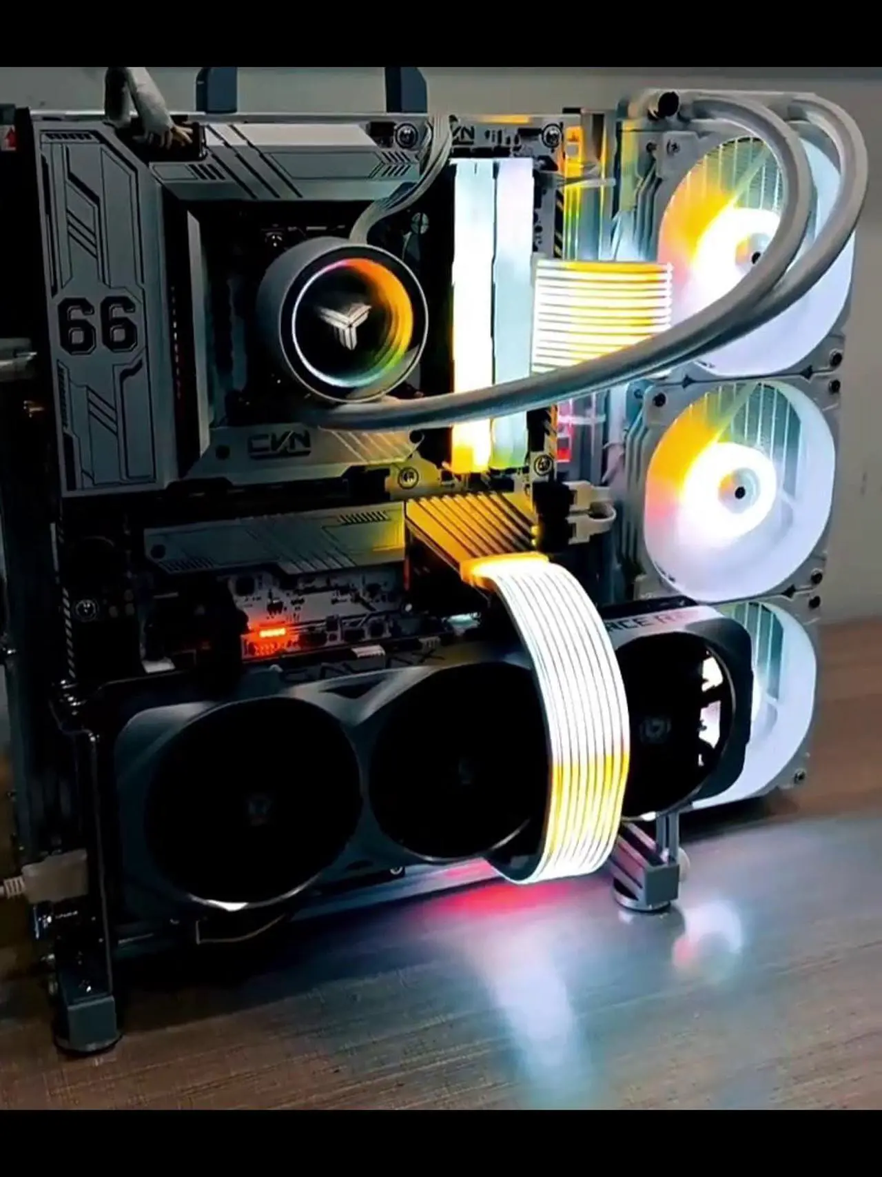 Alt view image 6 of 7 - Open Air Computer Case PC Test Bench ITX Motherboard Chassis Aluminum Bracket DIY Builiding Bare Frame Support ATX Power Supply 120 Liquid Cooling