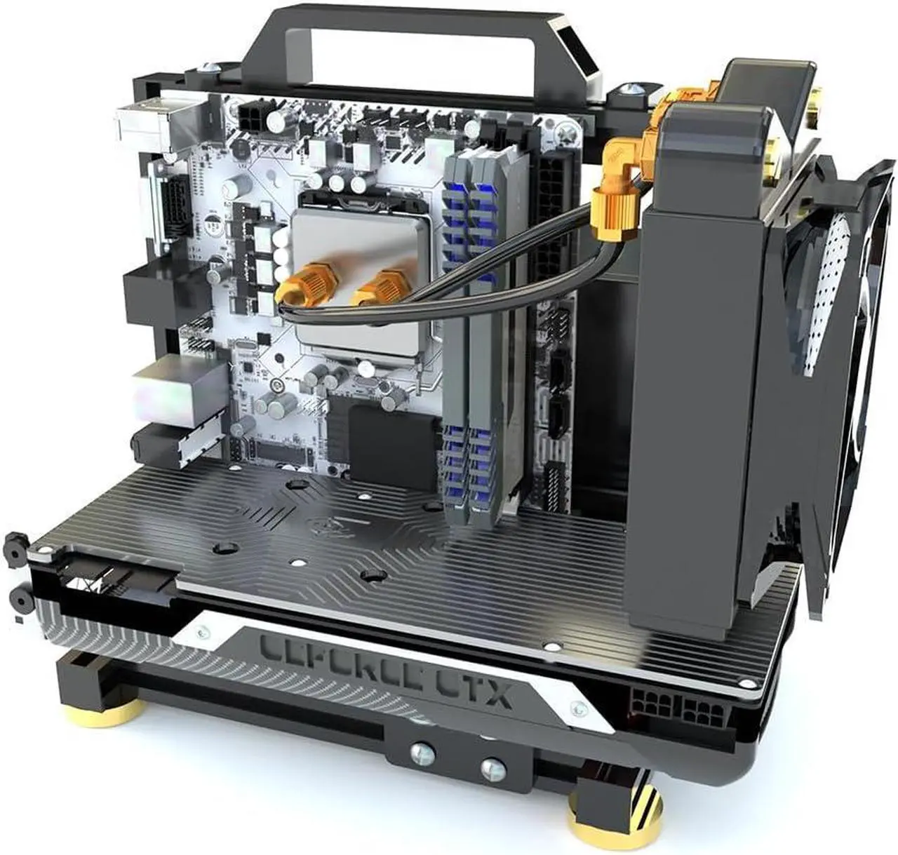 Alt view image 3 of 7 - Open Air Computer Case PC Test Bench ITX Motherboard Chassis Aluminum Bracket DIY Builiding Bare Frame Support ATX Power Supply 120 Liquid Cooling
