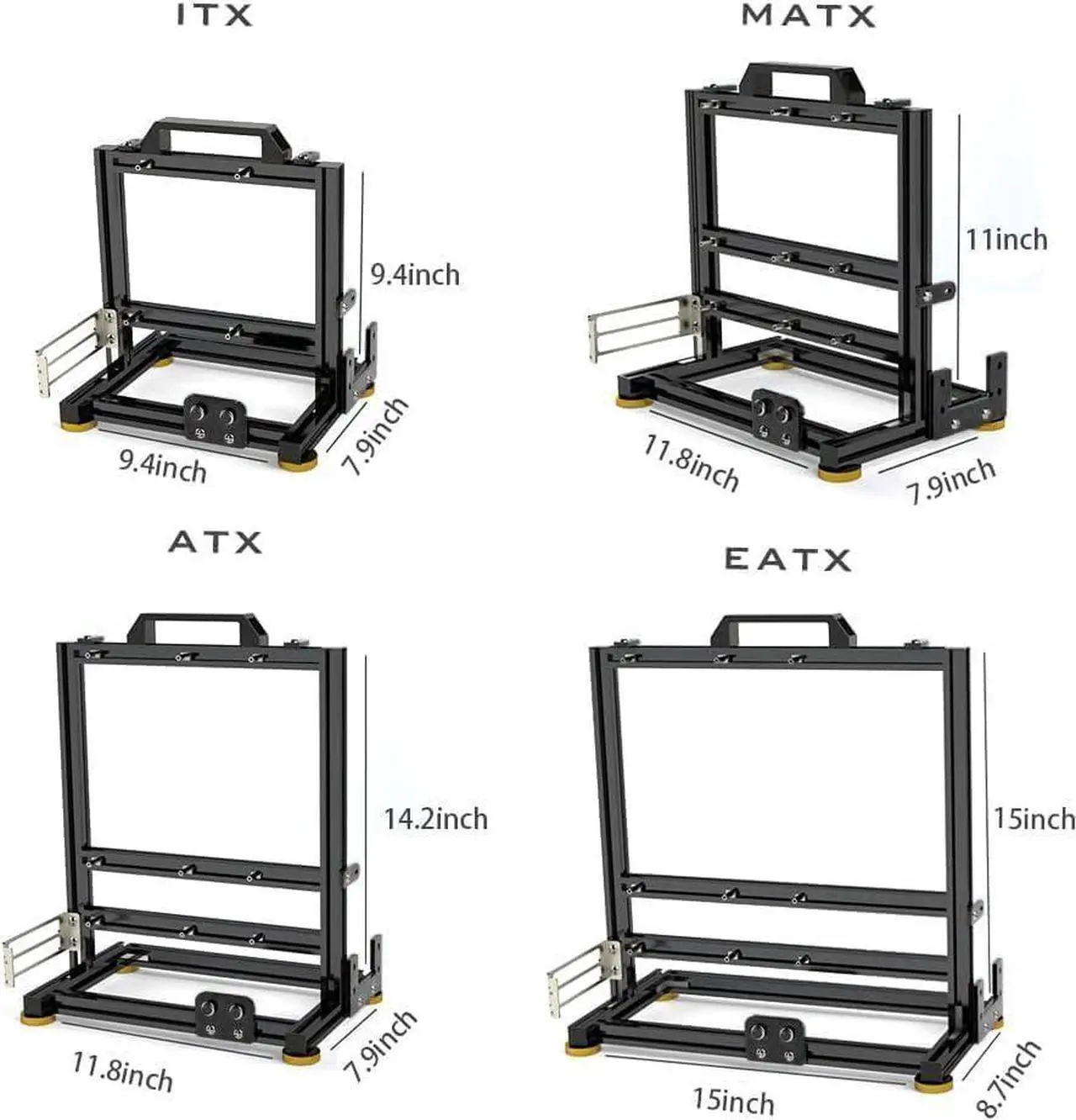 Alt view image 4 of 7 - DIY Aluminium Pc Open Case Computer Chassis Test Bench Support Water Cooling Support Server chassis Support Itx Matx Atx Eatx (4.E-ATX)