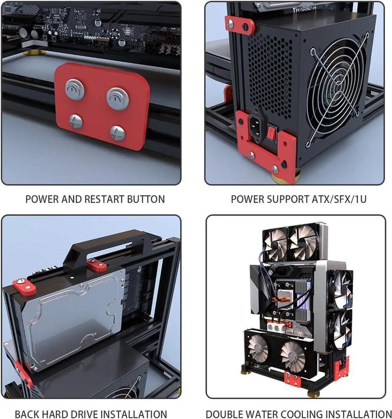 Alt view image 6 of 7 - DIY Aluminium Pc Open Case Computer Chassis Test Bench Support Water Cooling Support Server chassis Support Itx Matx Atx Eatx (4.E-ATX)