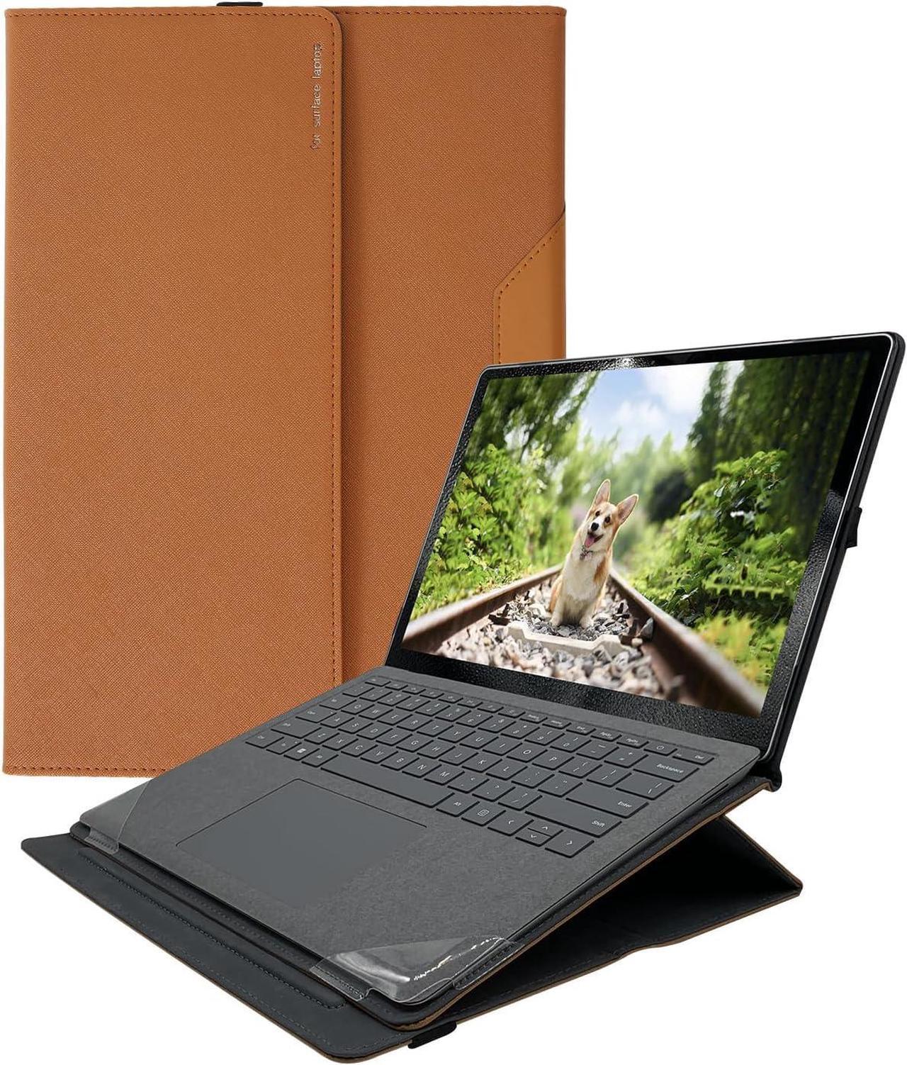 Main image of Case Cover for Microsoft Surface Laptop 5/4/3/2/1 13.5 Inch[Not Fit Surface Book],1:1 Accurate Opening PC+PU Leather Height Adjustable Ergonomic Computer Stand Holder,Z001-13-Brown