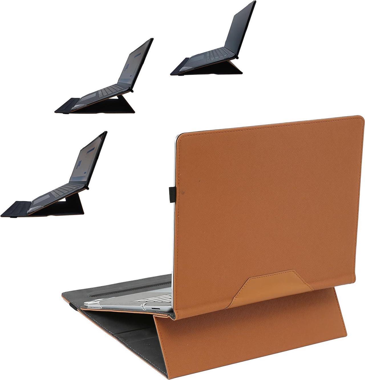 Alt view image 3 of 7 - Case Cover for Microsoft Surface Laptop 5/4/3/2/1 13.5 Inch[Not Fit Surface Book],1:1 Accurate Opening PC+PU Leather Height Adjustable Ergonomic Computer Stand Holder,Z001-13-Brown