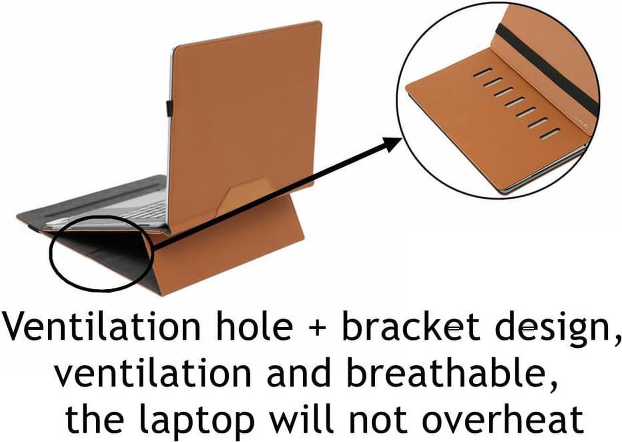 Alt view image 5 of 7 - Case Cover for Microsoft Surface Laptop 5/4/3/2/1 13.5 Inch[Not Fit Surface Book],1:1 Accurate Opening PC+PU Leather Height Adjustable Ergonomic Computer Stand Holder,Z001-13-Brown