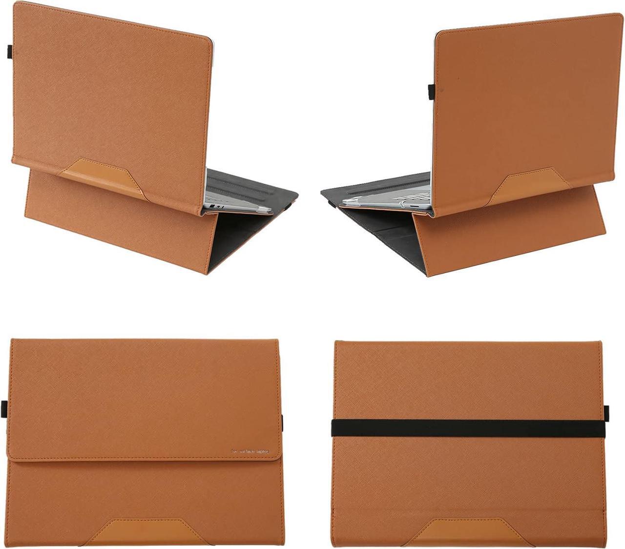 Alt view image 6 of 7 - Case Cover for Microsoft Surface Laptop 5/4/3/2/1 13.5 Inch[Not Fit Surface Book],1:1 Accurate Opening PC+PU Leather Height Adjustable Ergonomic Computer Stand Holder,Z001-13-Brown