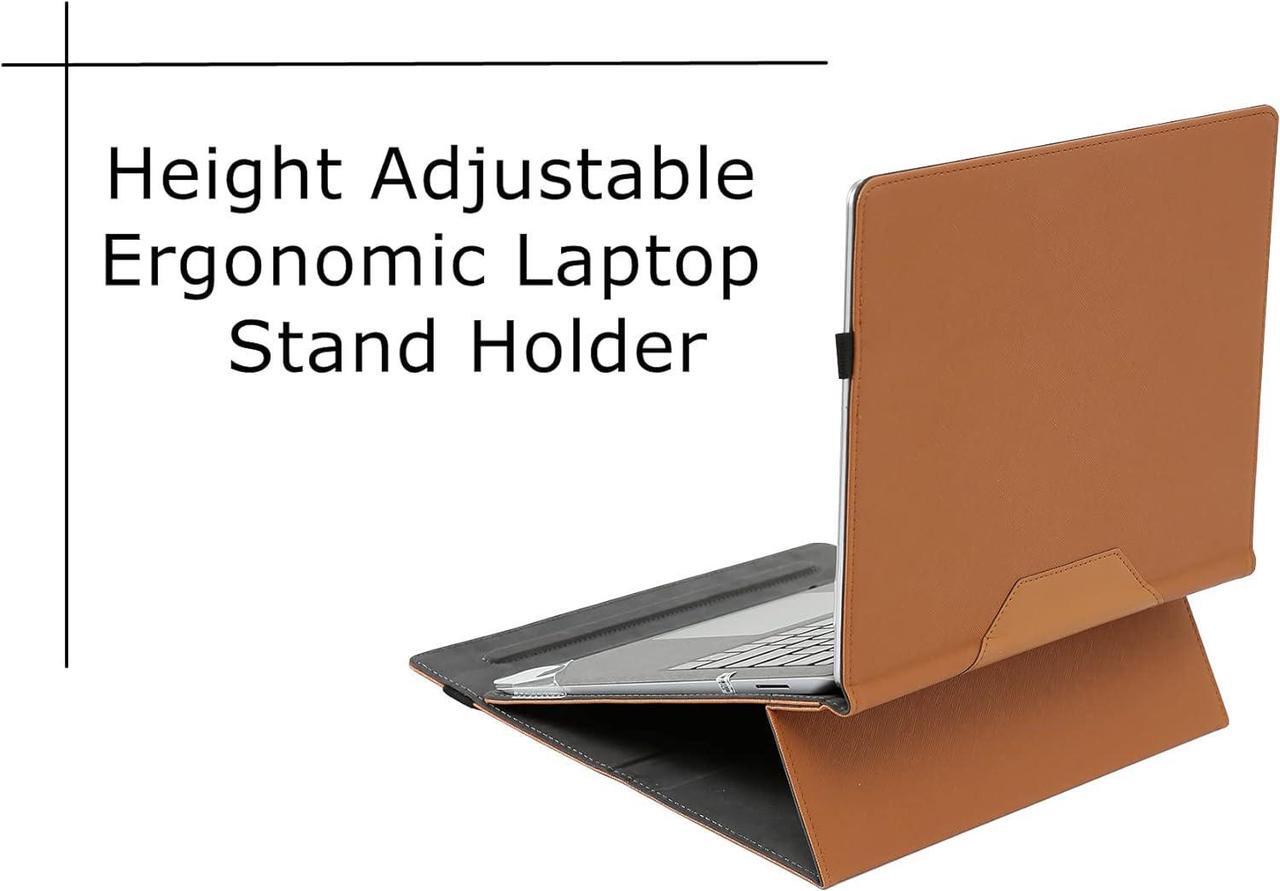 Alt view image 7 of 7 - Case Cover for Microsoft Surface Laptop 5/4/3/2/1 13.5 Inch[Not Fit Surface Book],1:1 Accurate Opening PC+PU Leather Height Adjustable Ergonomic Computer Stand Holder,Z001-13-Brown