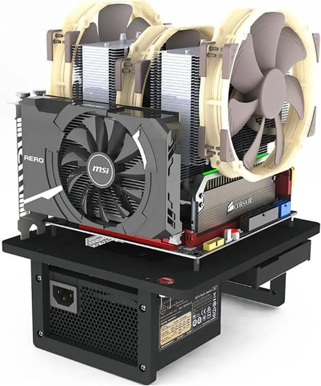 Alt view image 5 of 6 - EDIY Open Air ITX PC Frame Test Bench Aluminum Computer Case Air Cool Overclocking DIY Support SFX Power Supply Graphics Card Black