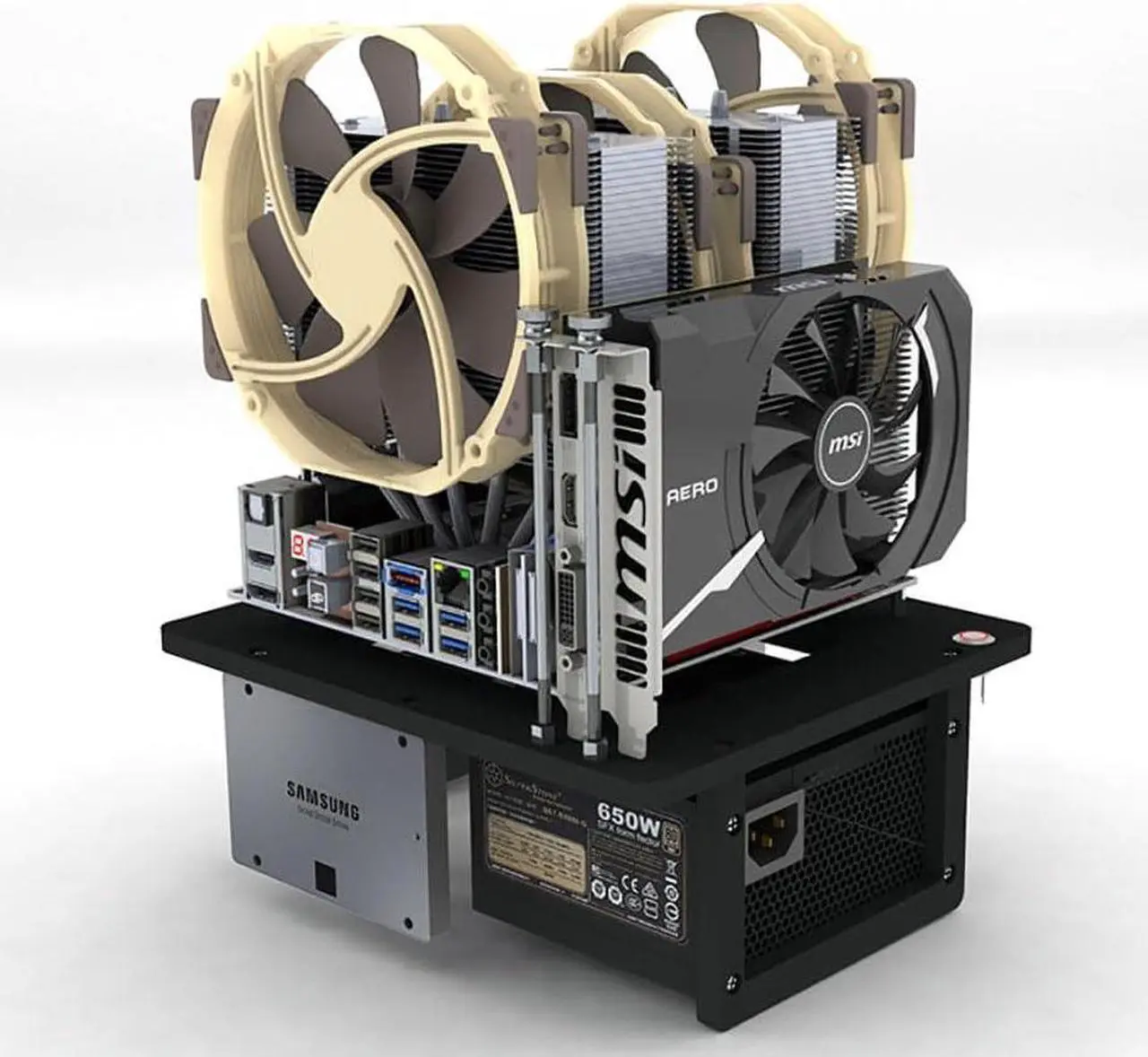 Alt view image 2 of 6 - EDIY Open Air ITX PC Frame Test Bench Aluminum Computer Case Air Cool Overclocking DIY Support SFX Power Supply Graphics Card Black