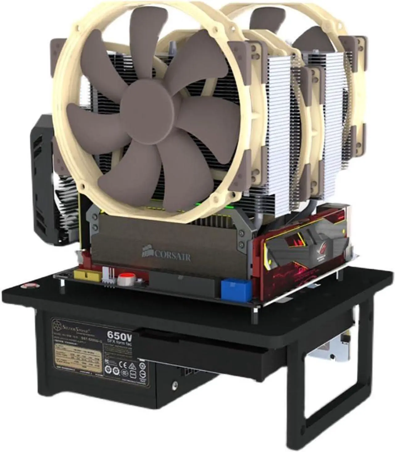 Alt view image 4 of 6 - EDIY Open Air ITX PC Frame Test Bench Aluminum Computer Case Air Cool Overclocking DIY Support SFX Power Supply Graphics Card Black