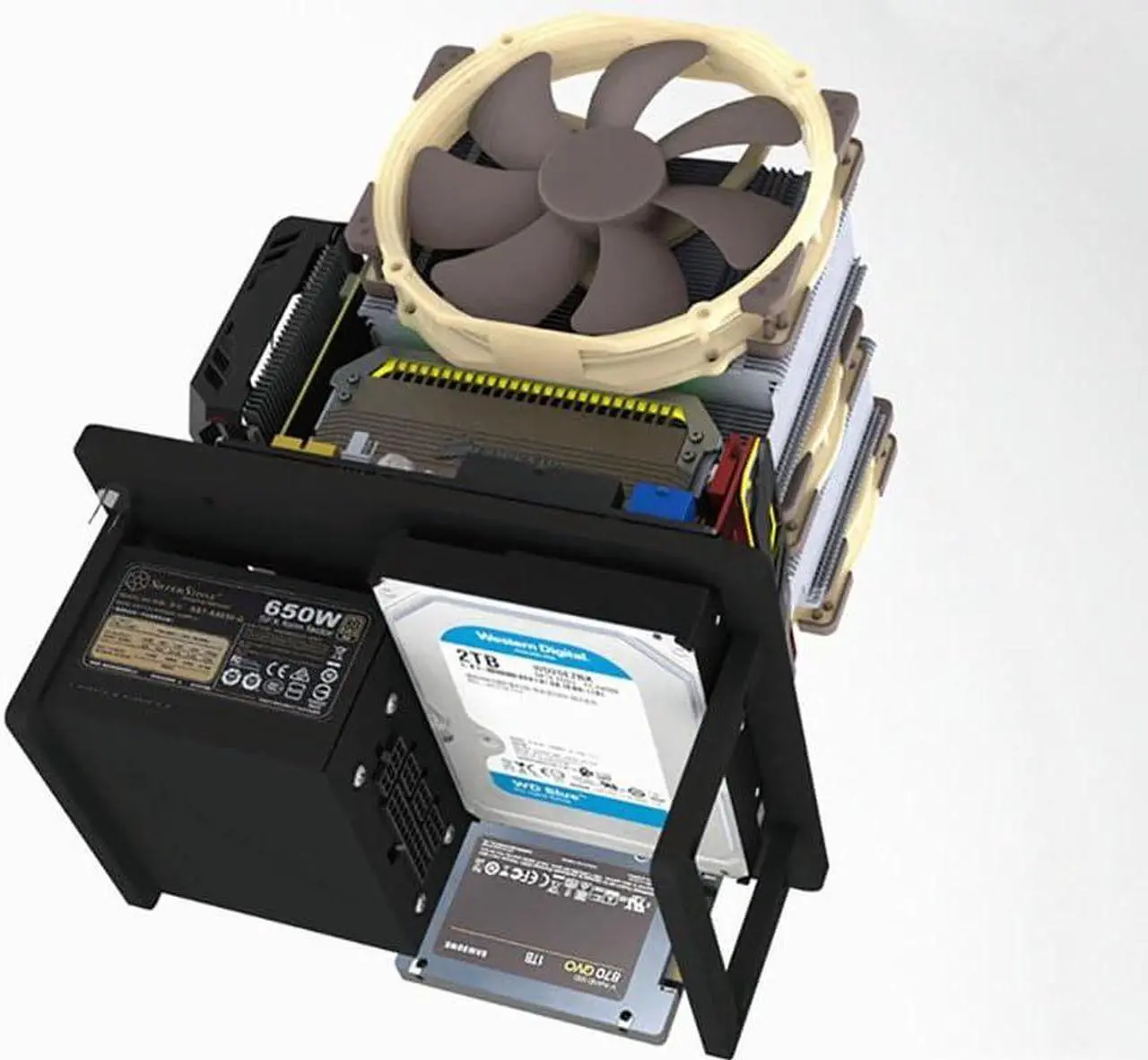 Alt view image 3 of 6 - EDIY Open Air ITX PC Frame Test Bench Aluminum Computer Case Air Cool Overclocking DIY Support SFX Power Supply Graphics Card Black