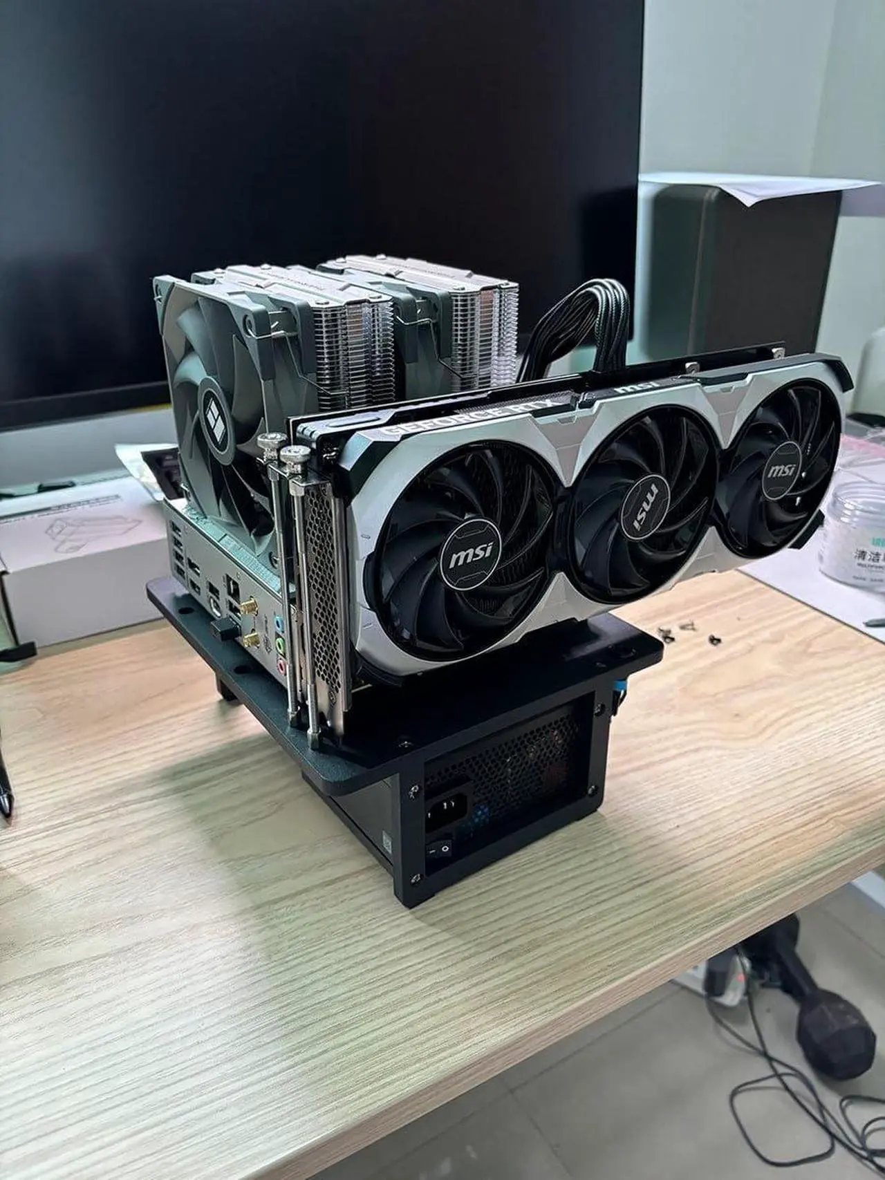 Alt view image 6 of 6 - EDIY Open Air ITX PC Frame Test Bench Aluminum Computer Case Air Cool Overclocking DIY Support SFX Power Supply Graphics Card Black