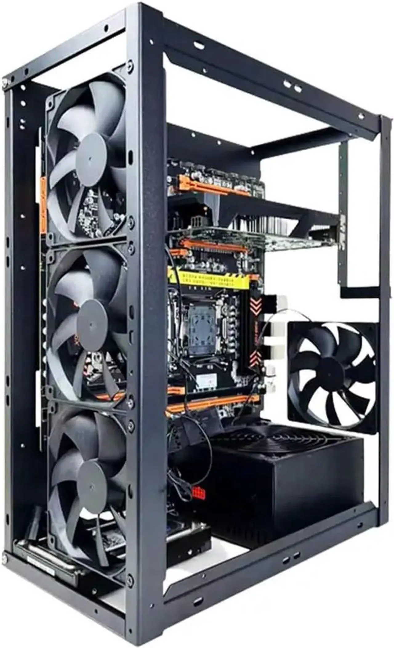 Main image of Computer Case DIY Computer Motherboard Case Rack Aluminum Frame Chassis Cooling Rack Stand Open Chassis Support Bracket Dynamic, 1, Black
