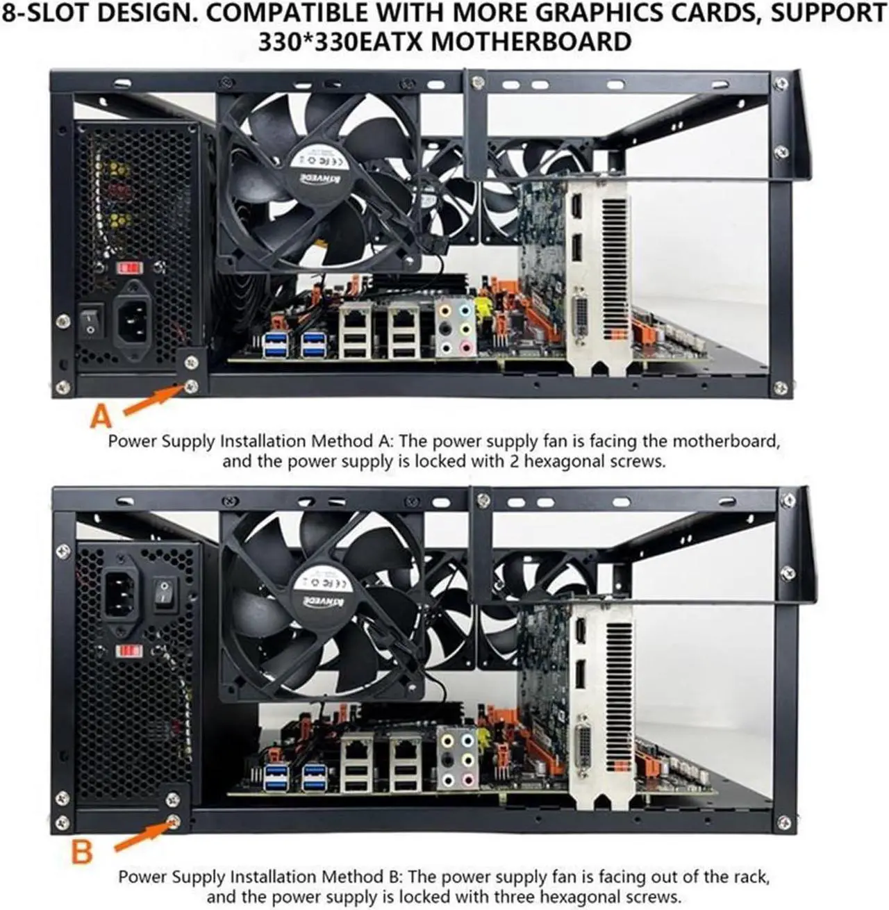 Alt view image 5 of 7 - Computer Case DIY Computer Motherboard Case Rack Aluminum Frame Chassis Cooling Rack Stand Open Chassis Support Bracket Dynamic, 1, Black