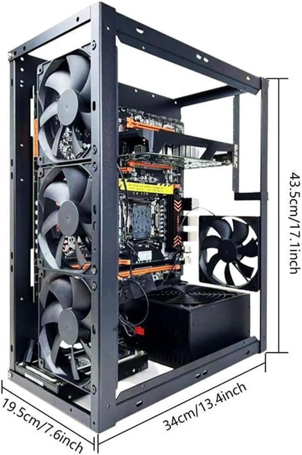 Alt view image 7 of 7 - Computer Case DIY Computer Motherboard Case Rack Aluminum Frame Chassis Cooling Rack Stand Open Chassis Support Bracket Dynamic, 1, Black