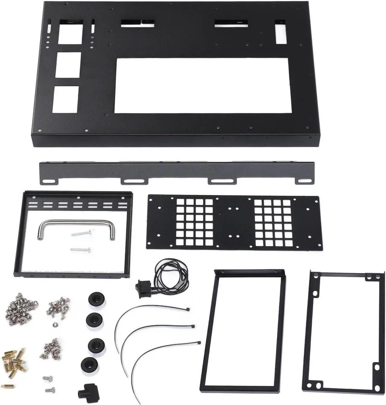 Alt view image 3 of 7 - DIY Computer Motherboard Case Rack, Open Frame with Handle, Micro ATX Case C2P, Aluminum Gaming MATX PC Case with Tempered Glass Side Panel
