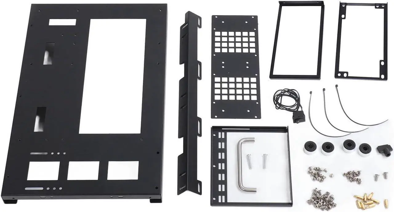 Alt view image 2 of 7 - DIY Computer Motherboard Case Rack, Open Frame with Handle, Micro ATX Case C2P, Aluminum Gaming MATX PC Case with Tempered Glass Side Panel