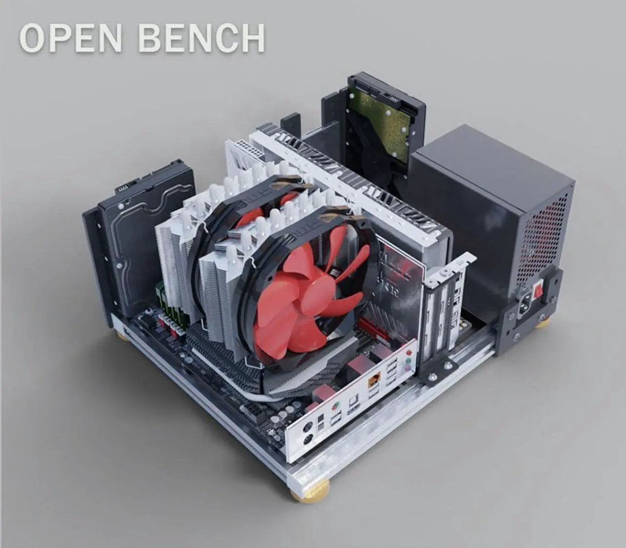 Alt view image 7 of 7 - PC Case Test Bench MATX ITX Motherboard Open Style Computer Chassis Aluminum Support Water Cooling ATX Power Supply