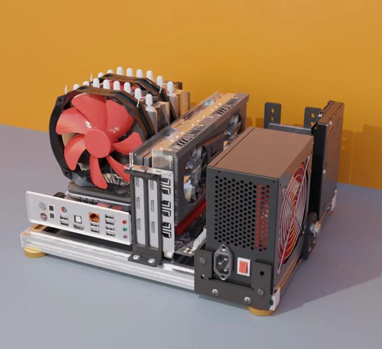 Alt view image 3 of 7 - PC Case Test Bench MATX ITX Motherboard Open Style Computer Chassis Aluminum Support Water Cooling ATX Power Supply