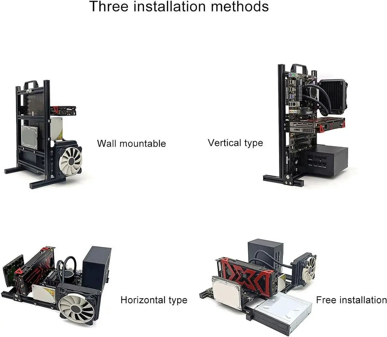 Alt view image 5 of 7 - Computer Motherboard Case Rack, ITX Vertical Chassis Rack DIY Open Chassis Frame Heat Dissipation Easy to Disassemble