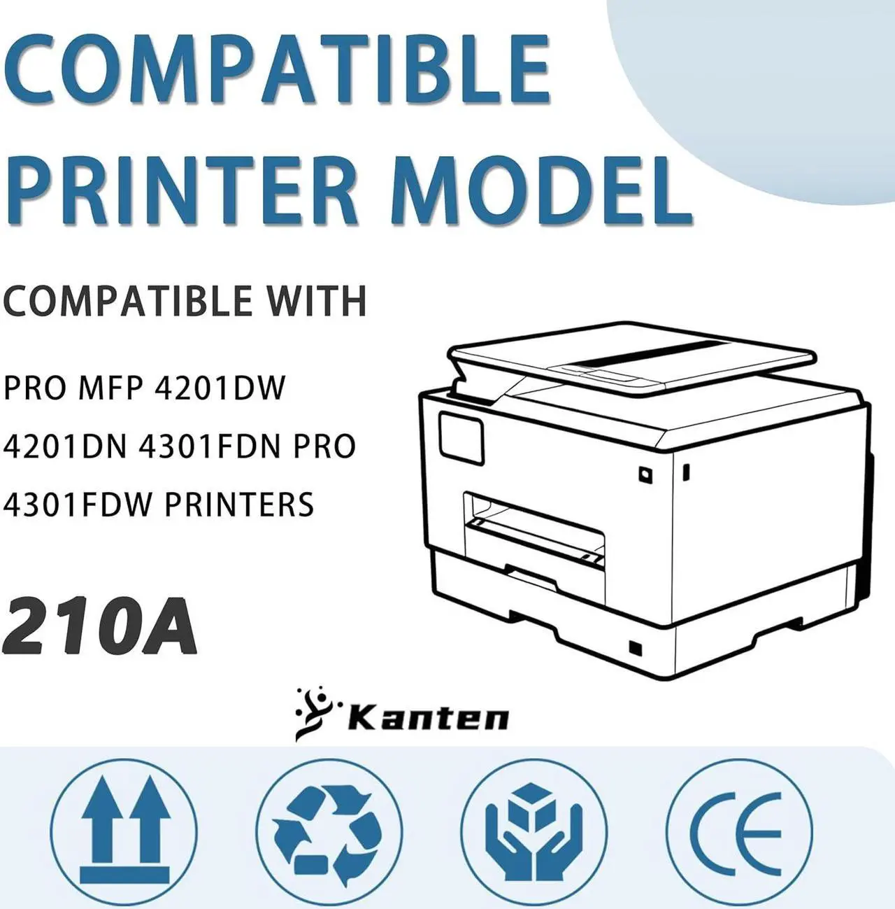 Alt view image 2 of 6 - KANTEN Remanufacutred 210A Toner Cartridge (with Display Capacity Chip) Compatible for Color LJ Pro MFP 4201dw 4201dn 4301fdn Pro 4301fdw Printers (4-Pack)