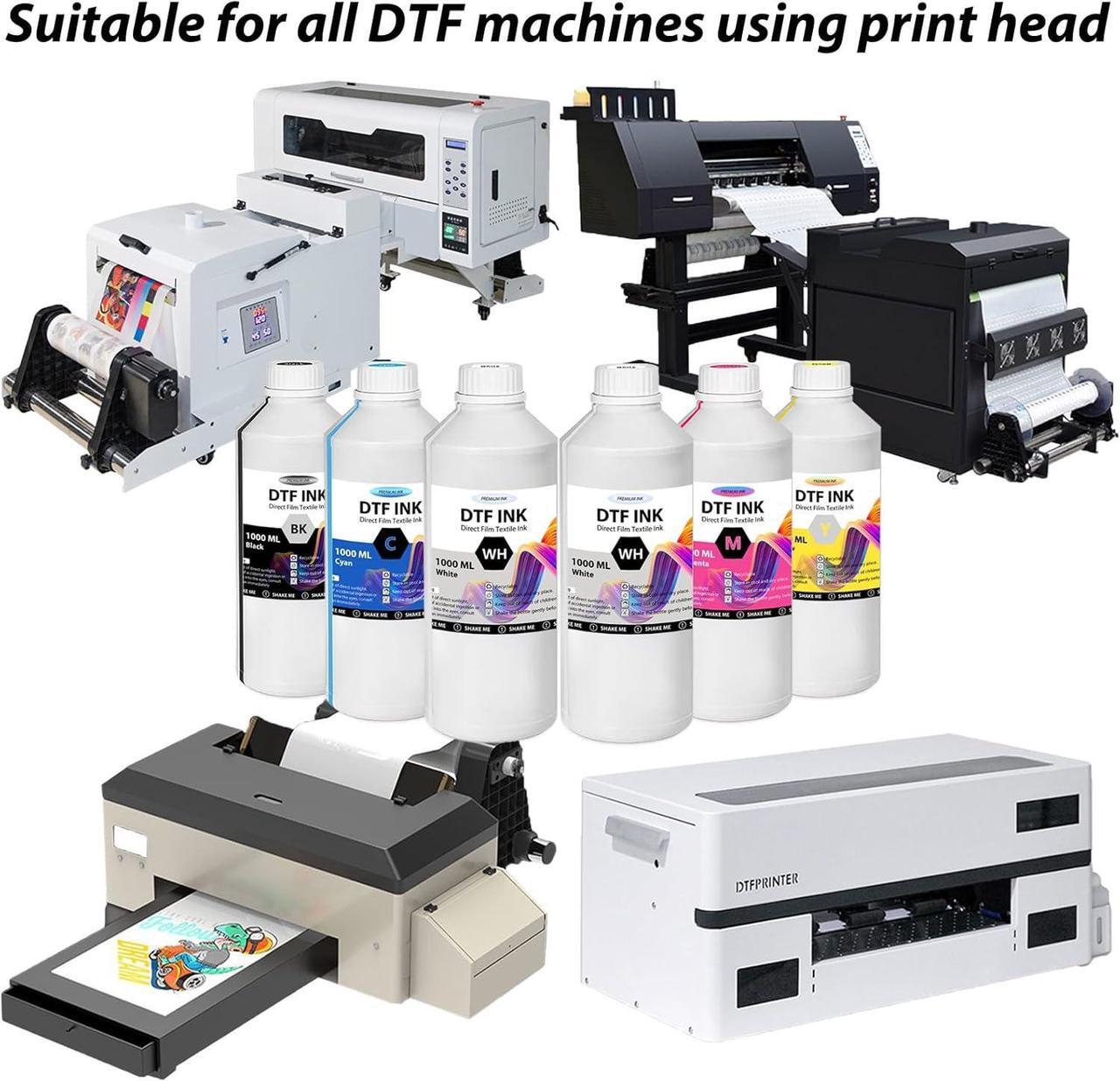 Alt view image 3 of 7 - DTF Ink 6000ML DTF Transfer Ink for PET Film, Premium Pigment Ink Refill for P600 P800 DX5 DX7 R1390 XP600 i3200 4720 Printers, High Fluidity & Coverage (1000ML*6, 2W+BKCMY)