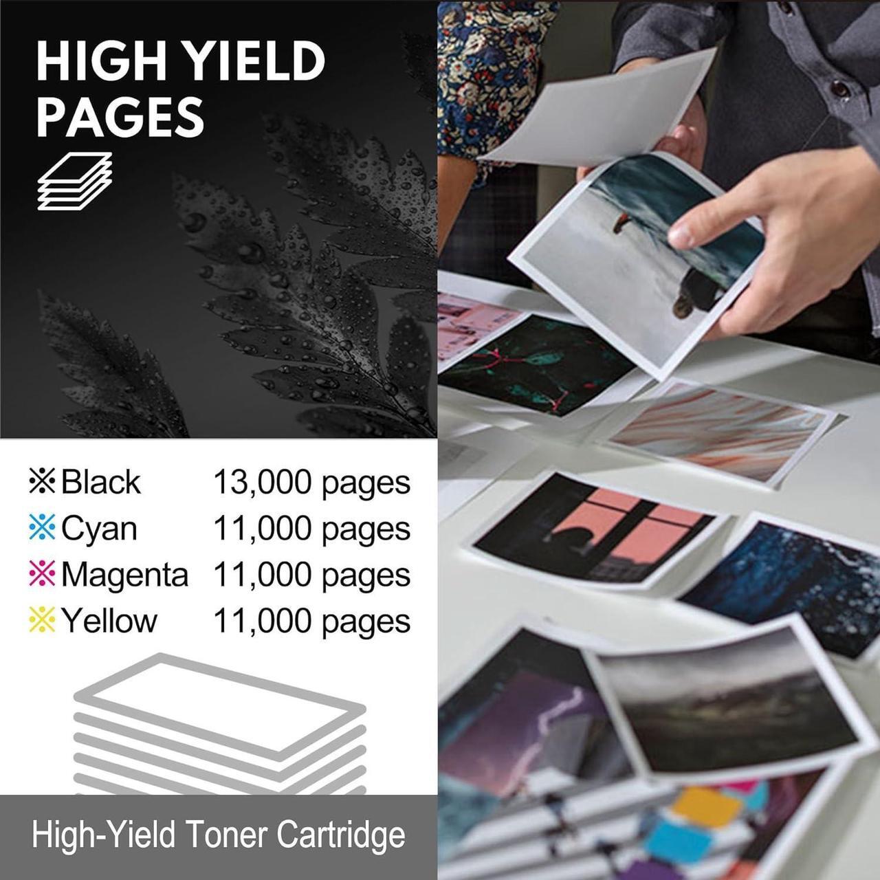 Alt view image 4 of 6 - 508X Toner Cartridge Bundle(4-Pack,1BK, 1C, 1Y, 1): Compatible 508X CF360X CF361X CF362X CF363X Remanufactured Toner Replacement   Color Enterprise M552dn M553n MFP M577dn M577z M577f Printer