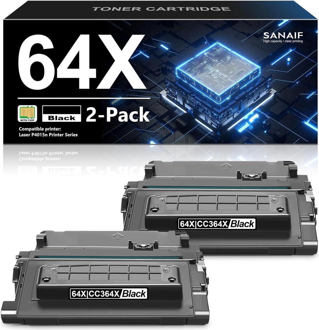 Main image of 2-Pack 64X Black High Yield Toner Cartridge with Chip | 64X CC364X Replacement   64X CC364X 64A CC364A Toner Cartridge Works with Laser P4515x P4515xm P4015n Series Printer