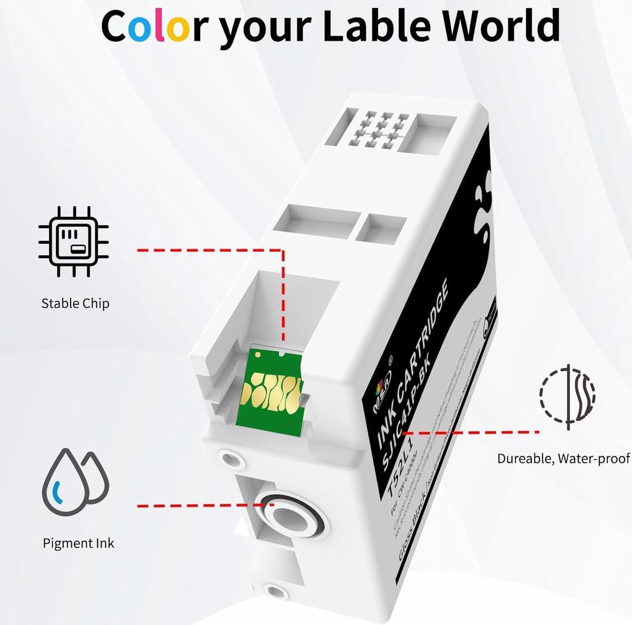 Alt view image 3 of 6 - MS.R Remanufactured Ink Cartridge Replacement for Epson SJIC41P T52L1 T52L2 T52L3 T52L4 to use with Colorworks C4000u Inkjet Lable Printer (4 Pack)