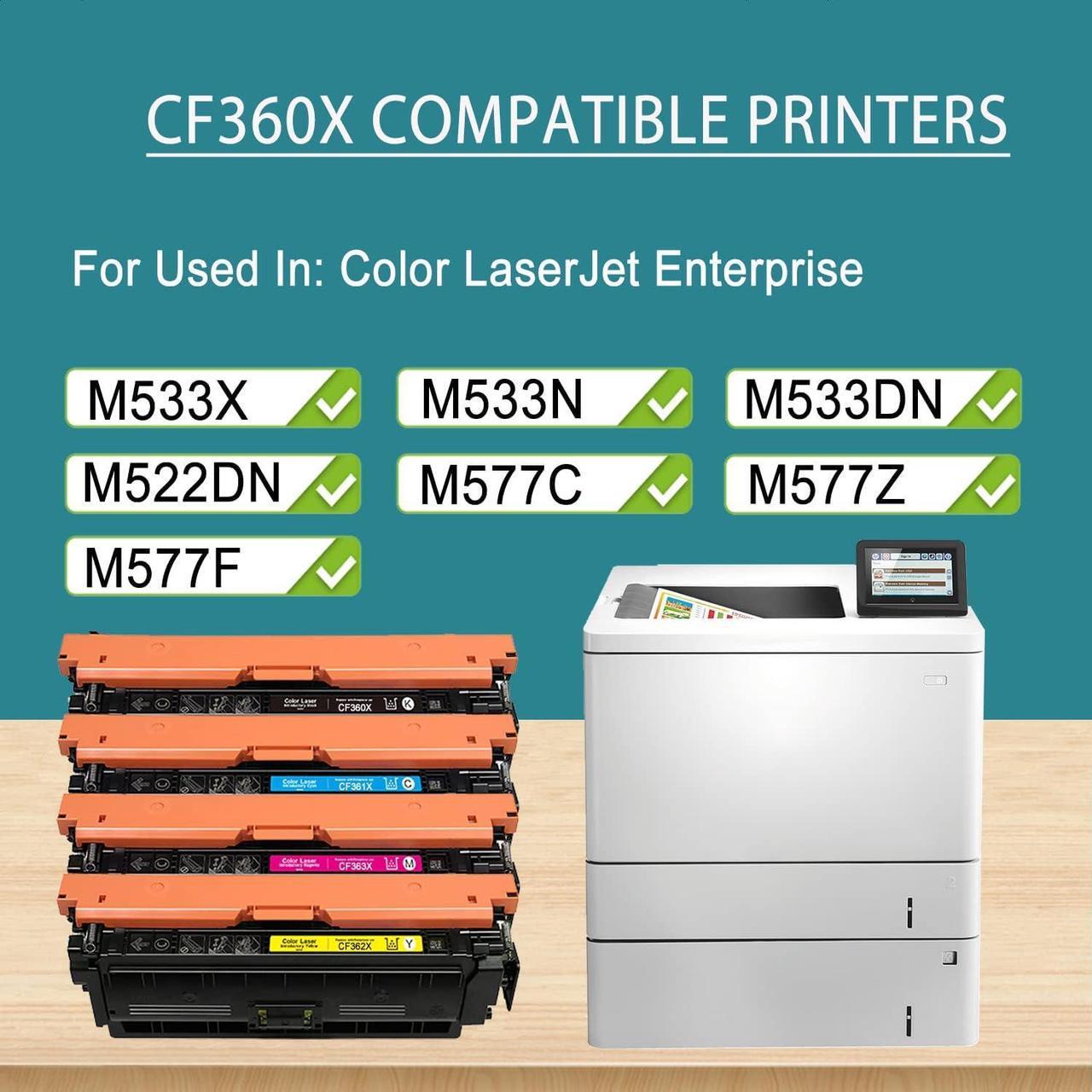 Alt view image 3 of 7 - Compatible 508A 508X Toner Cartridge Replacement   508A CF360A 508X CF360X CF361X Toner   Color Laserjet Enterprise M553 M553n M553dn M553x M552 M552dn M557 M557dn M577Z M577f