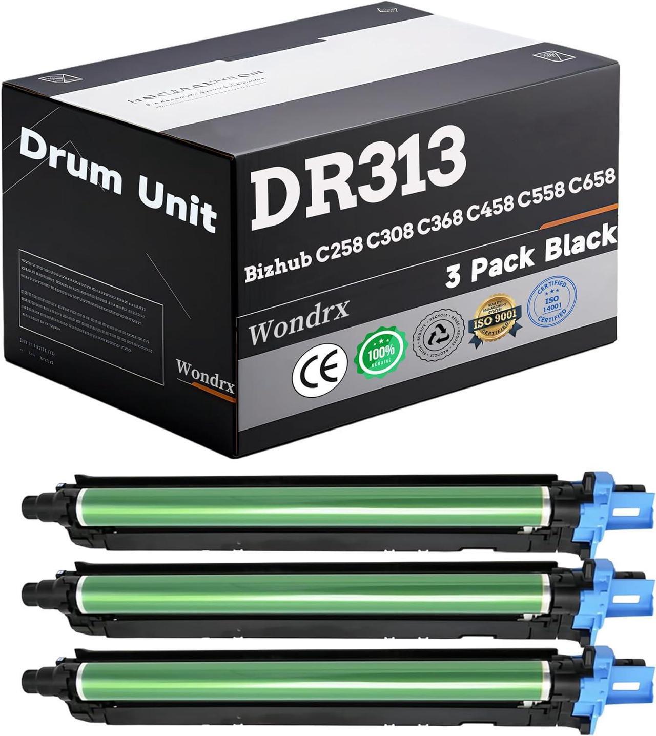 Main image of DR313 A7U40RD Imaging Drum Unit Compatible for Konica Minolta Bizhub C258 C308 C368 C458 C558 C658 Printer, Extra High Capacity Drum Unit DR-313, High Yield 80000 Pages (3 Pack Black)