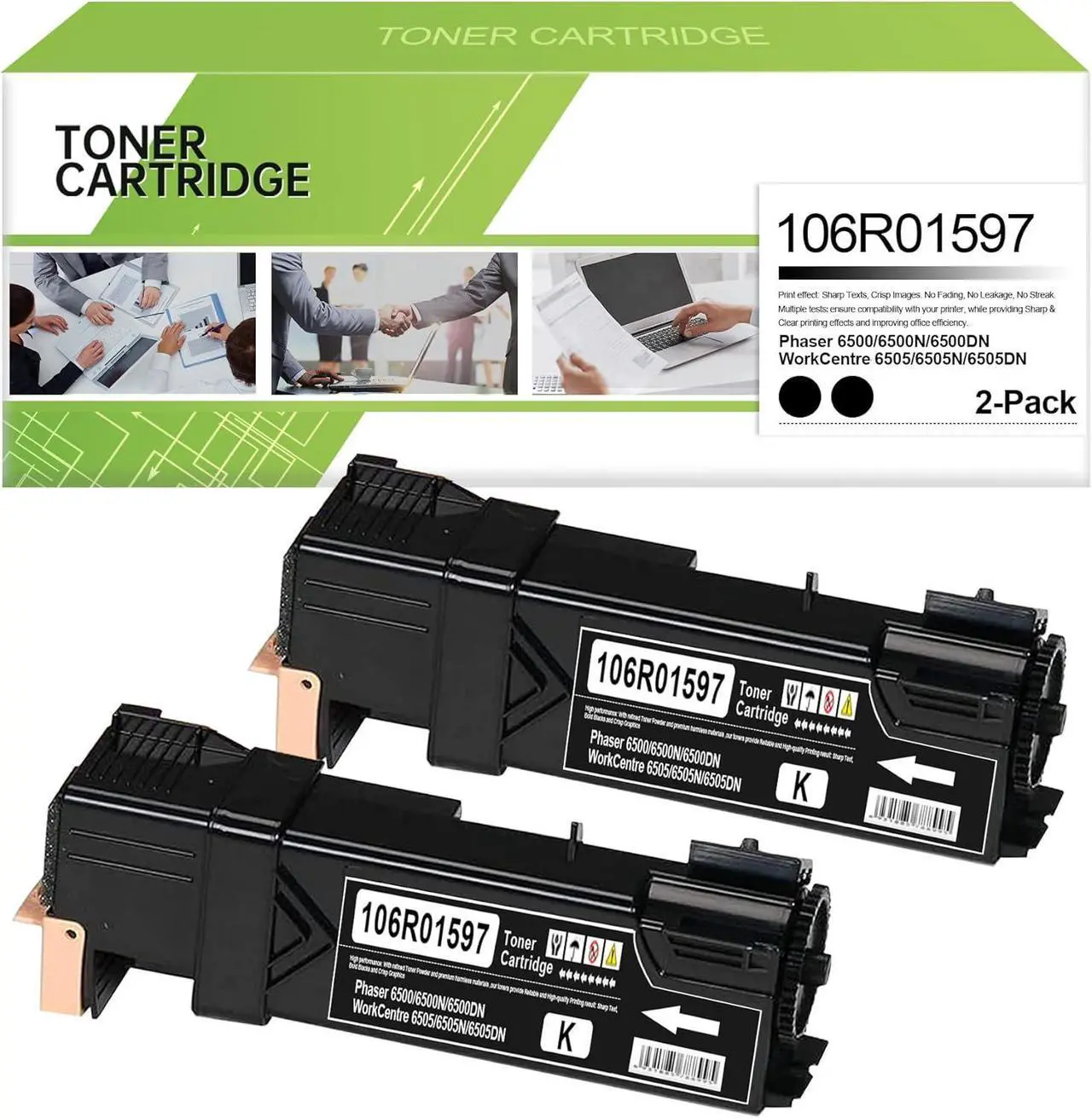 2-Pack Black Compatible 106R01597 High Capacity Toner Cartridge ...