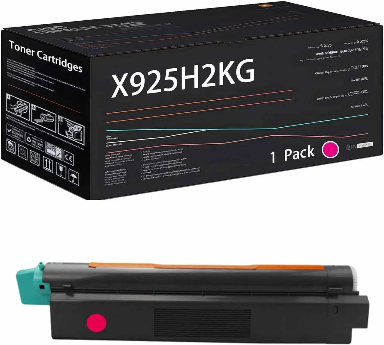Main image of X925H2KG X925H2CG X925H2MG X925H2YG Toner Cartridges Compatible with Lexmark X925DE Printers, High Yield 9500 Pages (1 Pack Magenta)