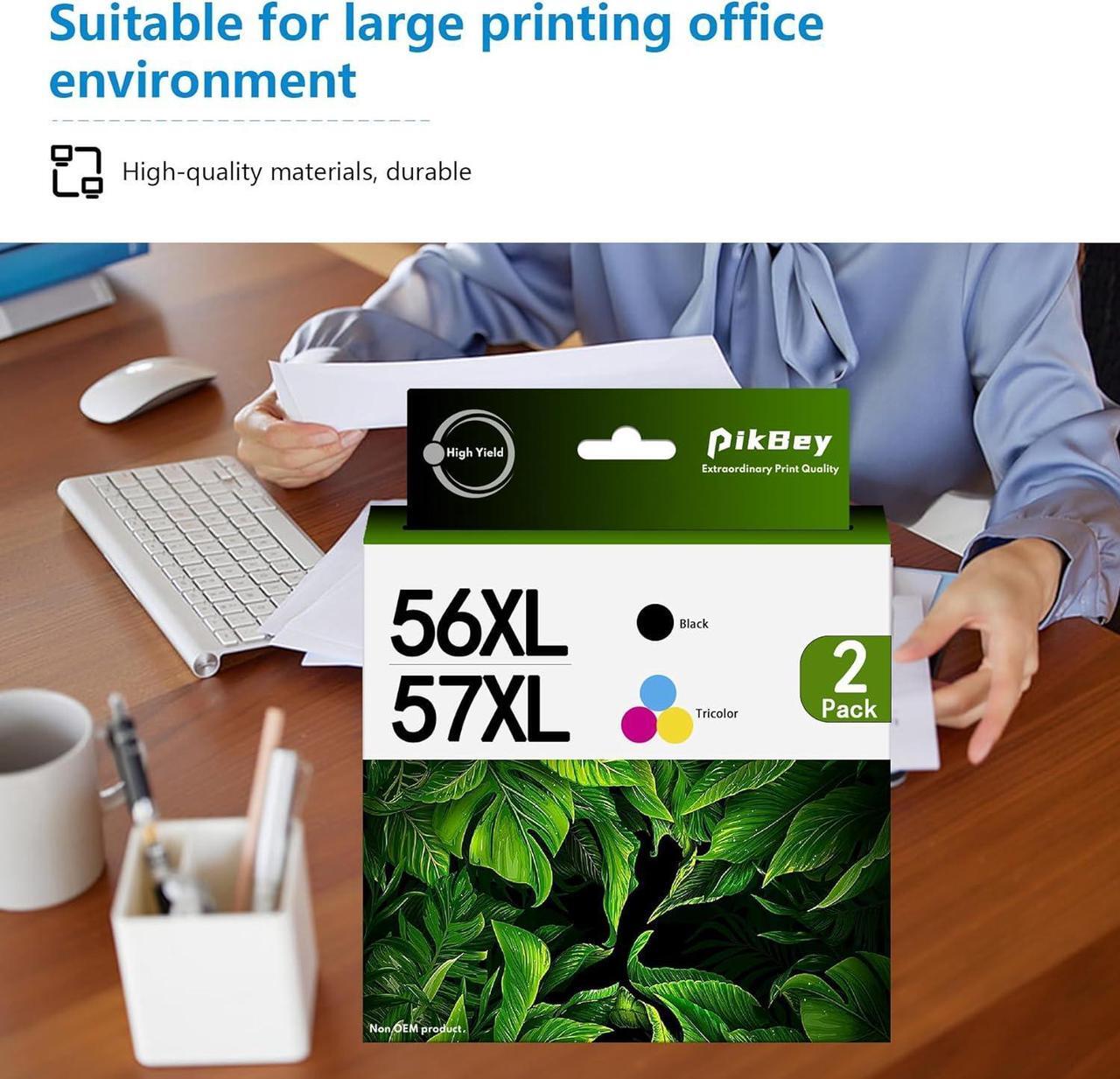 Alt view image 5 of 6 - 56XL 57XL Remanufactured Ink Cartridges Replacement   56XL 57XL 56 57 Ink Cartridge   Deskjet 5550 5650 5150, Photosmart 7350 7260 7450 7550 7760, PSC 2210 Printer (1 Black, 1 Tri-Color)