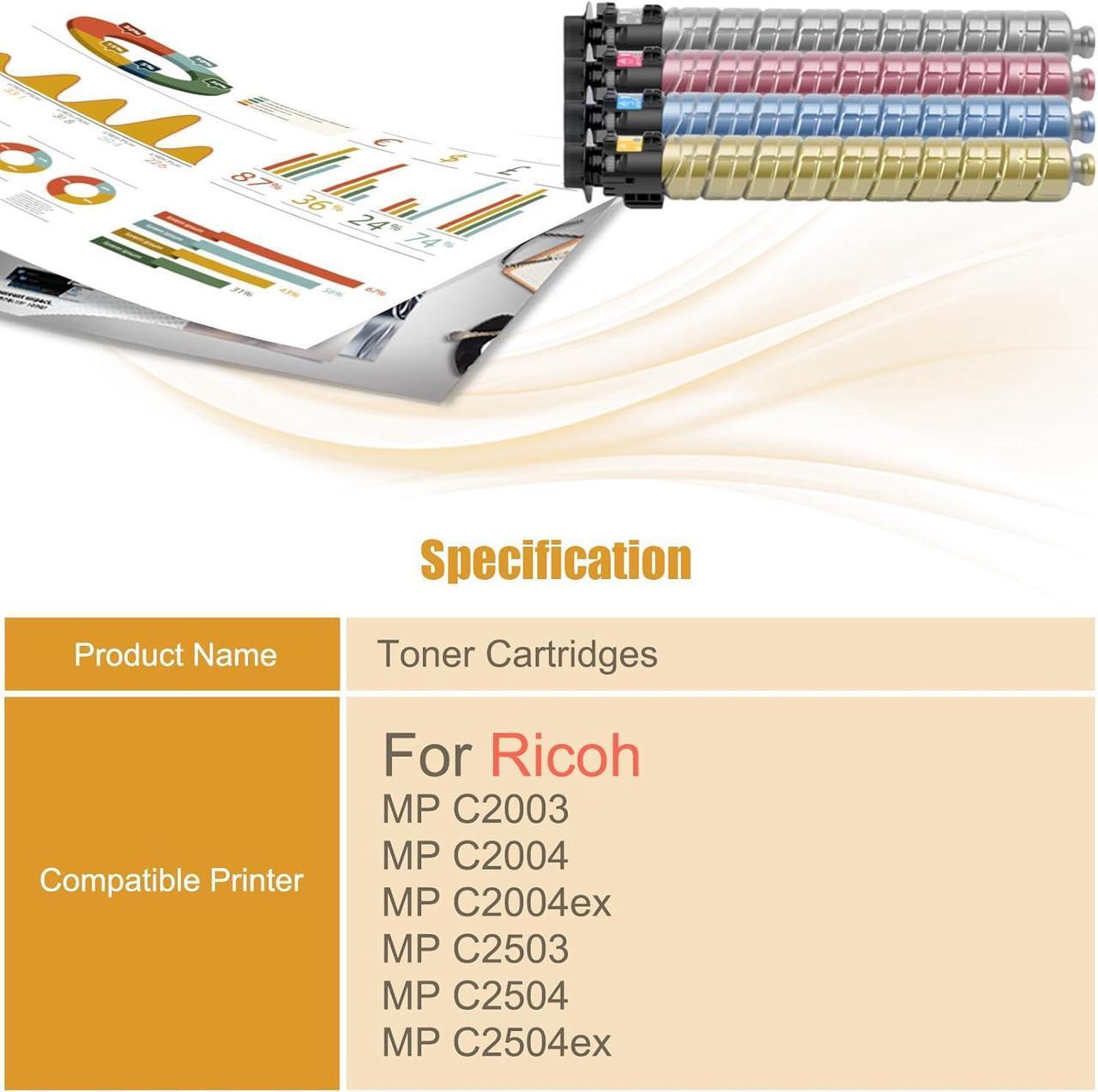 Alt view image 2 of 7 - Toner Cartridges Compatible with Ricoh MP C2003 C2004 C2004ex C2503 C2504 C2504ex Printer, Toner Supply High Yield 16000 Pages (1 Pack Cyan)