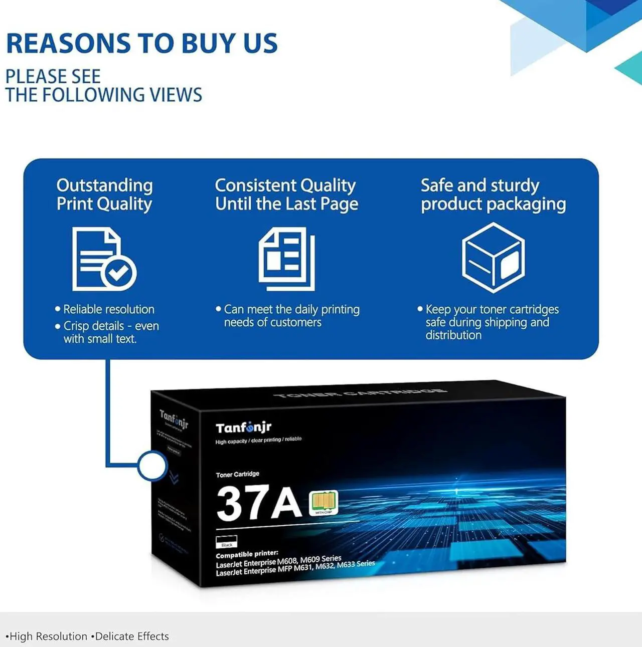 Alt view image 6 of 7 - (New Chip) CF237X 37X Black Toner Cartridge 1 Pack: Replacement   37X Toner Cartridge 37A 37Y Works with Laser Enterprise M607, M608, M609 Series; MFP M631, M632, M633 Series Printer | CF237X