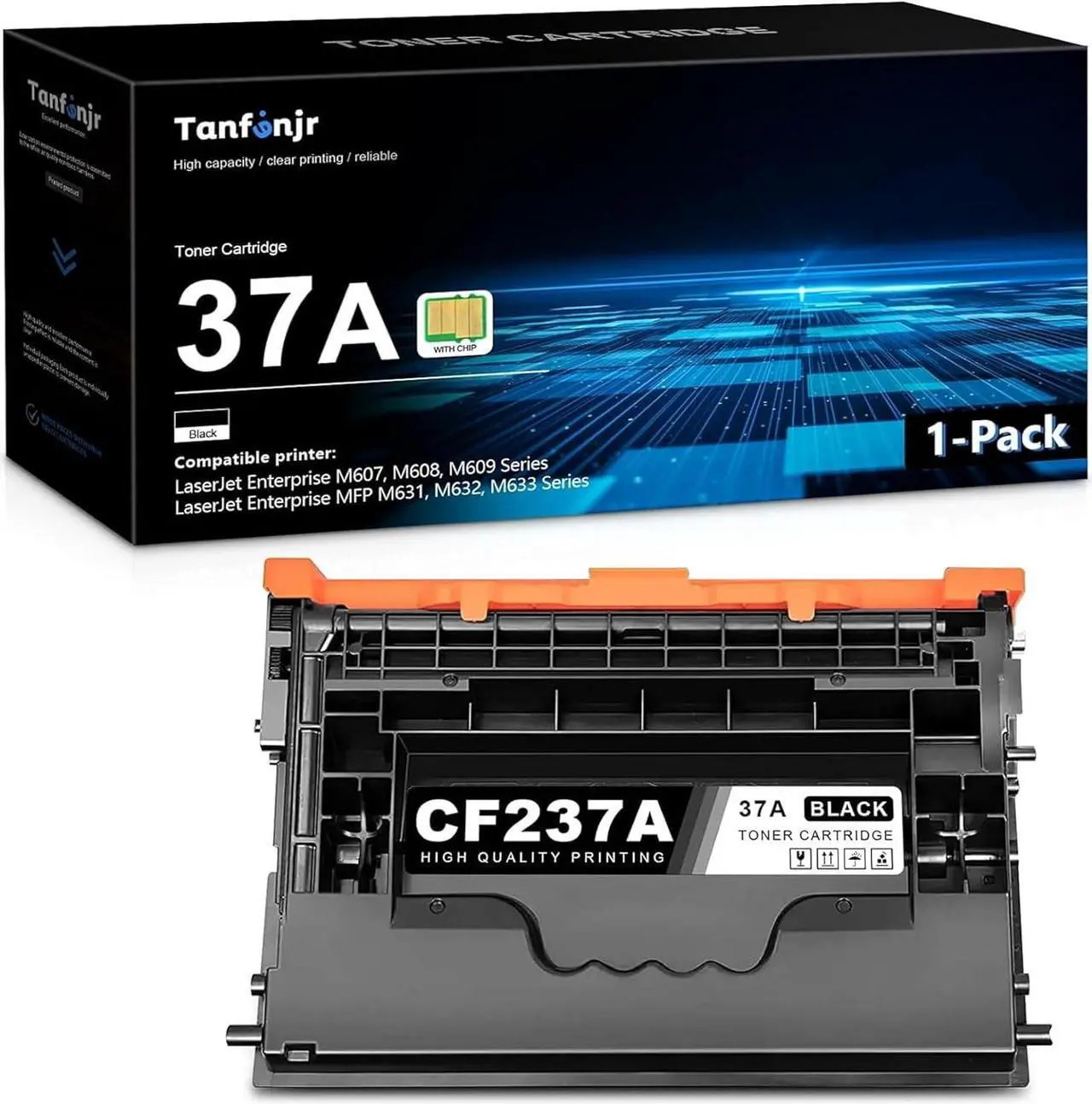 Main image of (with Chip) CF237A 37A Toner Cartridge 1 Pack: Replacement   37A Black Toner Cartridge 37X 37Y for Laser Enterprise M607, M608, M609 Series; Laser Enterprise MFP M631, M632, M633 Series Printer