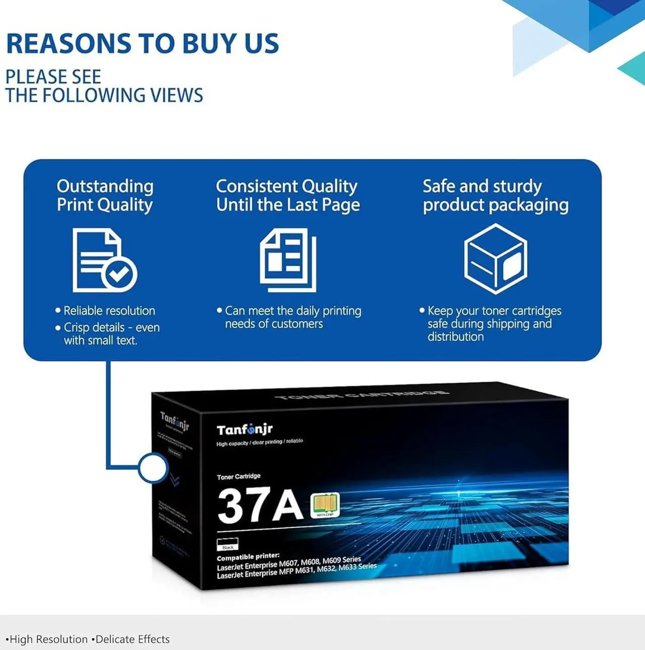 Alt view image 6 of 7 - (with Chip) CF237A 37A Toner Cartridge 1 Pack: Replacement   37A Black Toner Cartridge 37X 37Y for Laser Enterprise M607, M608, M609 Series; Laser Enterprise MFP M631, M632, M633 Series Printer