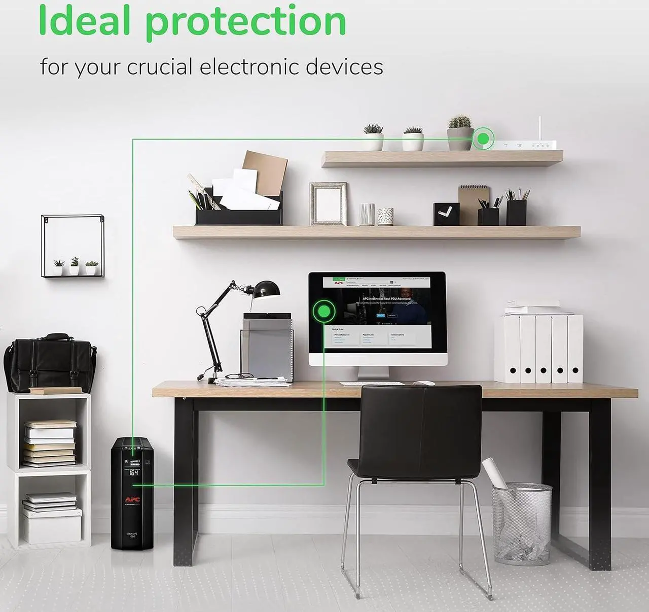 Alt view image 7 of 7 - APC UPS 1500VA UPS Battery Backup and Surge Protector, BX1500M Backup Battery Power Supply, AVR, Dataline Protection