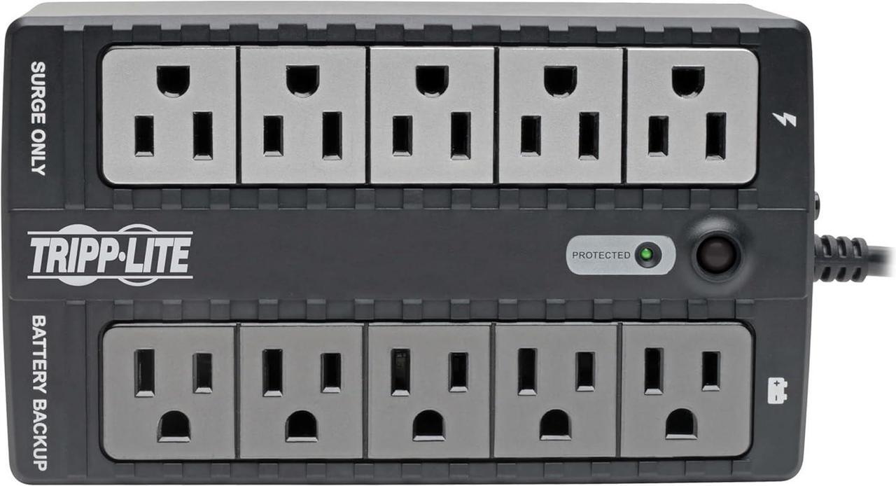 Alt view image 2 of 5 - Tripp Lite 600VA Small UPS Battery Backup Surge Protector, 10 Outlets, Ethernet Protection, Uninterrupted Power Supply, Home UPS, 3-Year Manufacturer's Warranty & $100,000 Insurance (INTERNET600U)