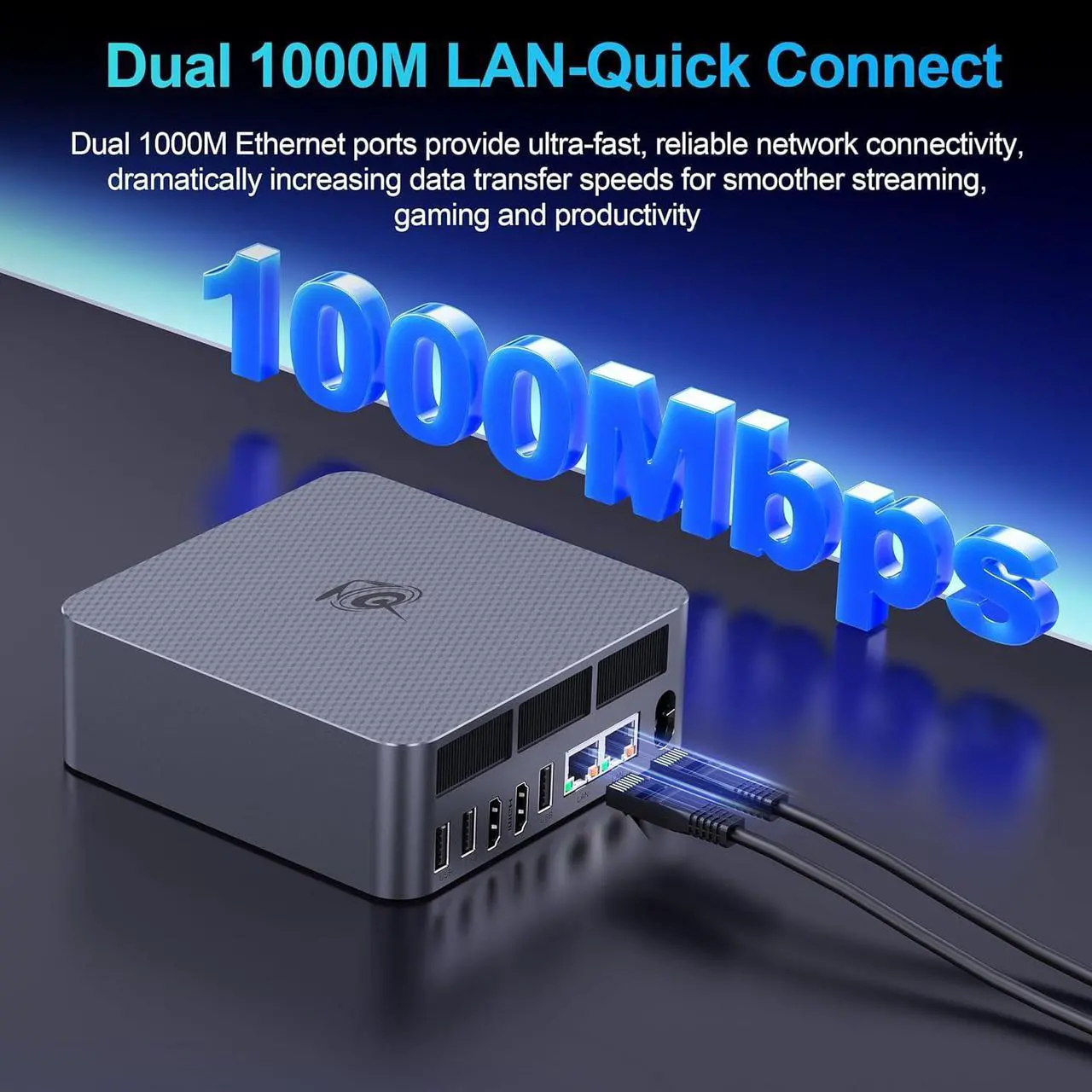 Alt view image 4 of 7 - Beelink EQR6 Mini PC, AMD Ryzen 6600H (6C/12T, Up to 4.5GHz), 16GB DDR5-4800MHz 500GB PCle 4.0 SSD, Mini pc Support Dual 1000M LAN, Ultra-Quiet, Built-in Power Supply, Home/Office Desktop Computer