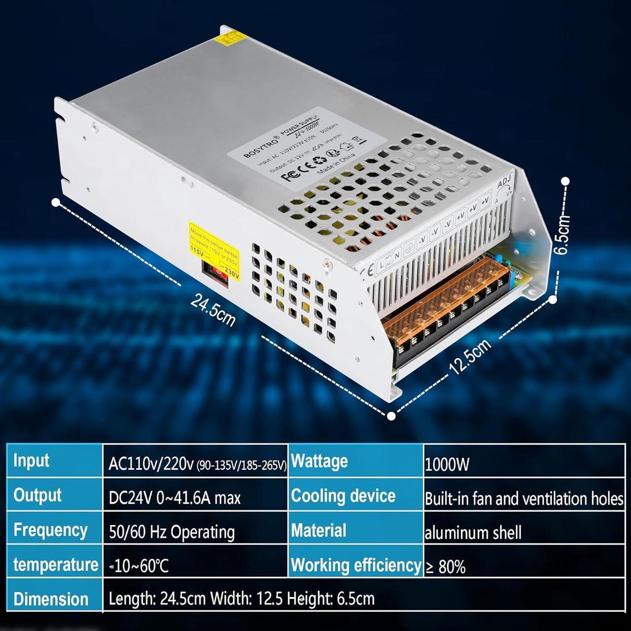 Alt view image 3 of 7 - DC 24V 41.6A 1000W Switching Power Supply SMPS AC 110V / 220V-DC 24V Transformer Adapter, for Medical Equipment,CNC,Computer Project of Industrial Power Supplies