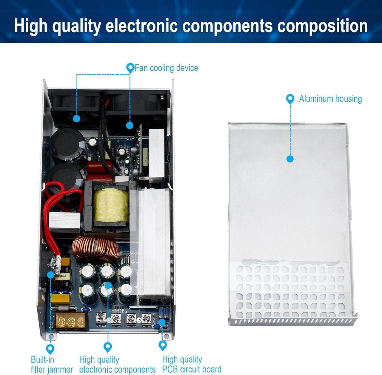 Alt view image 5 of 7 - 12V 125A 1500W DC Switching Power Supply Adapter PSU AC 110V / 220V-DC 12V Transformer Adapter, for 3D Printer,CCTV Camera Security System, Computer Project of Industrial Power Supplies
