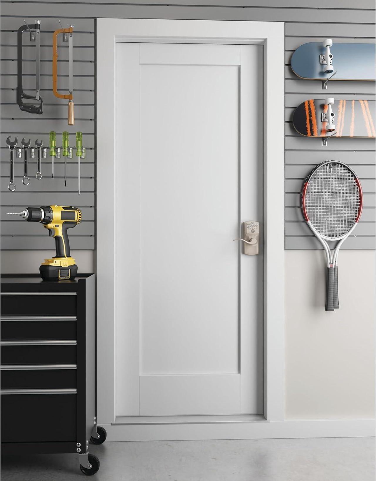 Alt view image 6 of 7 - SCHLAGE FE595 CAM 619 ACC Camelot Keypad Entry with Flex-Lock and Accent Levers, Satin Nickel