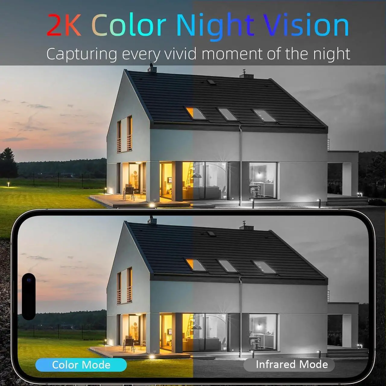 Alt view image 4 of 7 - Rraycom 4Pack Security Cameras Wireless Outdoor for Home Security, 2K Battery Powered WiFi AI Motion Detection Spotlight Siren Alarm Security Camera, Color Night Vision, 2-Way Talk, Cloud/SD, w/Alexa