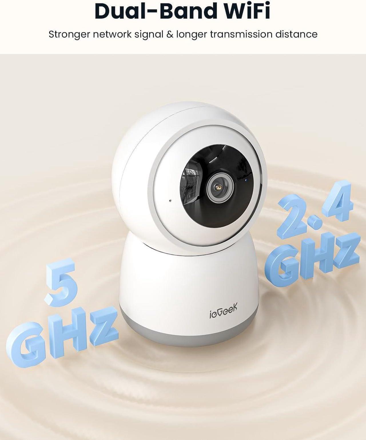 Alt view image 2 of 7 - ieGeek 5MP Plug-in Indoor Camera, 5G/2.4GHz WiFi Cameras for Home Security with Phone App, Pan/Tilt Pet Camera for Baby Monitor With Motion Detection, Auto Tracking, 2 Way Audio, Night Vision (2 Pack)